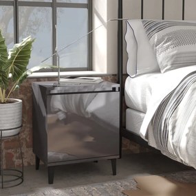 805850 vidaXL Noptiere, picioare metalice, 2 buc. gri extralucios 40x30x50 cm