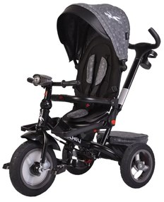 Tricicleta cu copertina detasabila NOVOKIDS™ Jockey Trike , Cu far luminos si melodii, Roti gonflabile din cauciuc, Pozitie somn, Pedale si maner