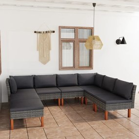 3059720 vidaXL Set mobilier de grădină cu perne, 8 piese, gri, poliratan