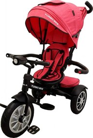 Tricicleta cu copertina Baby Care™ Turbo Bike , Cu far luminos, Roti din cauciuc, Pozitie somn, Pedale si maner pentru parinti, Scaun reversibil cu