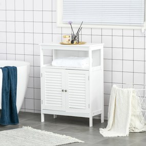 Dulapior pentru baie cu usi cu doua canaturi economie spatiu rezistent la umezeala din MDF alb 60 x 30 x 81.6cm kleankin | Aosom Romania