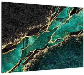 Tablou - Marmorat, petrol-auriu (70x50 cm)