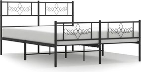vidaXL Cadru pat fără saltea, cu tăblie picioare negru 160x200cm metal
