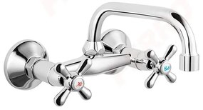 Baterie lavoar montaj pe perete, crom lucios, Ferro Retro