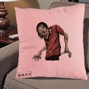 Perna Decorativa Halloween Zombie Infricosator, 40x40 cm, Roz, Husa Detasabila, Perna Inclusa, BEKZ®