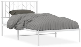 374481 vidaXL Cadru de pat din metal cu tăblie, alb, 100x200 cm
