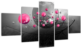 Tablou cu bile abstracte roz (125x70 cm), în 40 de alte dimensiuni noi