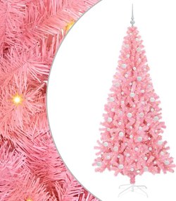 vidaXL Brad de Crăciun cu 300 LED cu suport Roz 210 cm PVC