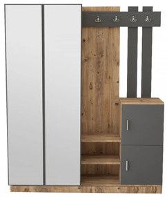 Dulap Hol si Cuier DD8 - AA, 147.2 x 37.5 x 179.7 cm, Atlantic Pine / Antracit