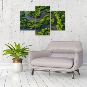 Tablou - Peisaj forestier cu râu (90x60 cm)