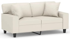 3153054 vidaXL Canapea cu 2 locuri, perne&pernuțe crem 120 cm piele ecologică