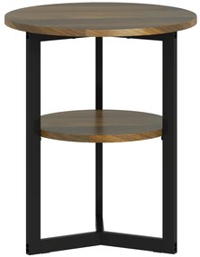 HOMCOM Masă de cafea rotundă, capăt de canapea industrial cu rafturi de depozitare și cadru din oțel, Ø 40 x 48 cm, maro | Aosom Romania
