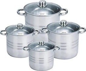 Set 4 oale inox cu capac 7litri , 9 litri ,11 litri, 13.5 litri  Royalty Line RL-SP8