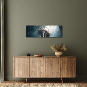 Tablou cu elefant în djunglă (cu ceas) (90x30 cm)