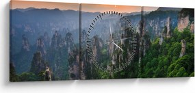 Tablou - Parcul forestier național Zhangjiajie (cu ceas) (90x30 cm)