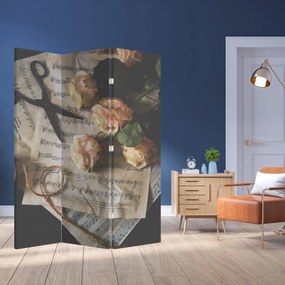 Paravan - Note muzicale și trandafiri (126x170 cm)