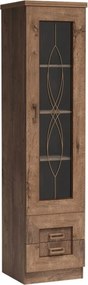 Vitrina TEDY tip T10, stejar lefkas, PAL melaminat/sticla, 46x44x191 c