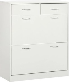 HOMCOM Etajeră pentru Pantofi, 12 Perechi, cu 2 Rafturi Interioare Reglabile și 2 Sertare, din Lemn, 80x30x91.5 cm, Alb | Aosom Romania