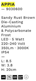 Aplica de perete LED pentru iluminat exterior IP54 APPIA