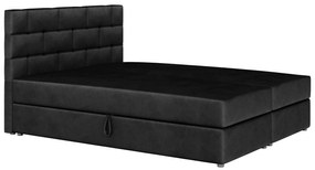 Pat matrimonial Boxspring 140x200 cm Waller (cu saltea și somieră) (negru). 1007716