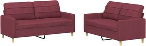 vidaXL Set canapea cu perne, 2 piese, roșu vin, material textil