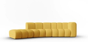 Canapea Lupine cu 5 locuri pe semirotund, colt pe partea stanga si tapiterie din tesatura structurala, galben