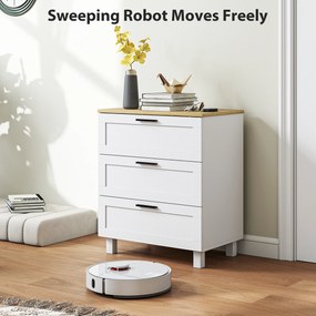 HOMCOM Comodă Modernă cu 3 Sertare 60x38x71 cm Albă și Culoare Lemn | Aosom Romania