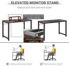 HOMCOM birou stil industrial, suport monitor, 120x60x73,5cm | AOSOM RO