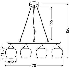 Lustră pe cablu SIRIUS 4xE27/60W/230V