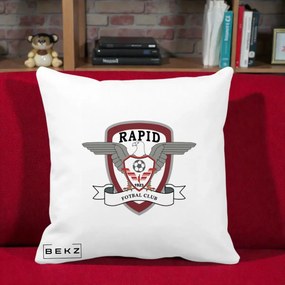 Perna Personalizata Rapid Fotbal Club 1923, 40x40 cm, Alba Mata, Husa Detasabila, Perna Inclusa, BEKZ®