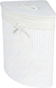 Coș de rufe colțar ARCO, bambus, 60 l, alb