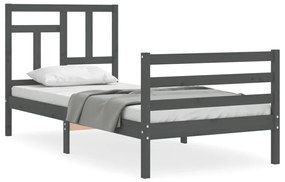 3194953 vidaXL Cadru de pat cu tăblie, gri, 100x200 cm, lemn masiv