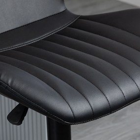 HOMCOM Scaun de Bar Barstuhl Set 2 buc. reglabil în înălțime 48,5 x 55,5 x 90-110 cm Piele Ecologică + Oțel Negru | Aosom Romania
