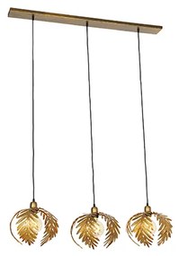 Lampă suspendată vintage aurie oblongă cu 3 lumini - Botanica