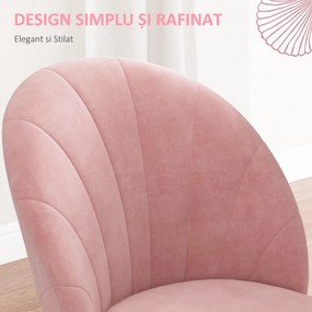 HOMCOM Set 2 Scaune Tapițate cu Design Nordic și Ergonomic, Scaune Bucatarie și Living din Catifea, 52x54x79 cm, Roz | Aosom Romania