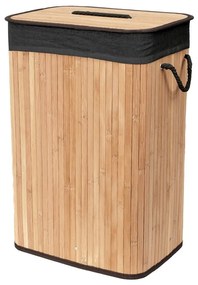 Coș de rufe negru/în culoare naturală din bambus 78 l Bamboo – Compactor