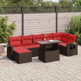 vidaXL Set canapele de grădină cu perne, 8 piese, maro, poliratan