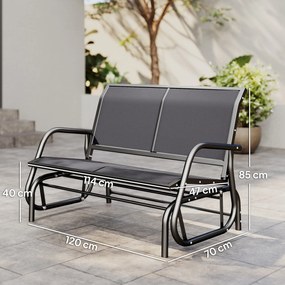 Outsunny Banca Tip Leagan 2 Locuri din Metal, Negru, 123x70x87 cm | Aosom Romania