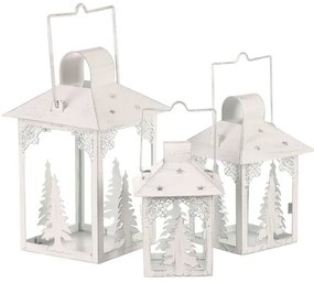 Set de felinare metalice Copaci 3 buc., alb