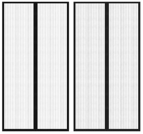 vidaXL Perdea anti insecte cu benzi scai, 210 x 100 cm, 2 buc, negru