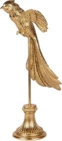 Statuetă decorativă din polirășină, auriu, pasăre pe suport, 49,5 x 24 x 18 cm, „Phénix”