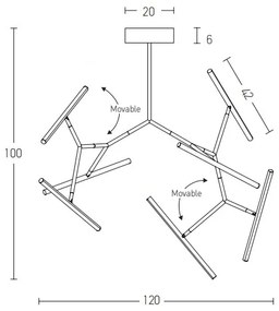 Lustră LED pe tijă dimabilă LED/68W/230V negru Zambelis 2072