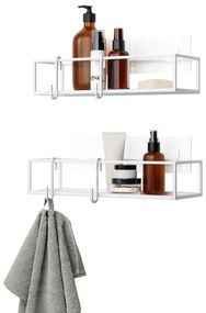 Rafturi pentru baie albe 2 buc. autoadezive din oțel Cubiko – Umbra