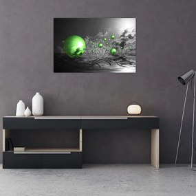 Tabloul bilelor verzi abstracte (90x60 cm)