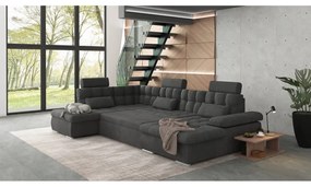 Colțar gri antracit extensibil, cu spațiu de depozitare (cu colț pe partea stângă, în formă de "U") Merkur – Ropez