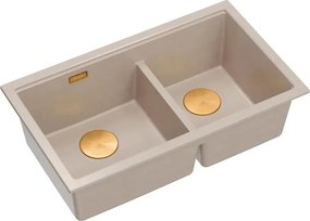 Chiuveta compozit sub blat Quadron Logan 120 bej - cupru 76x45 cm