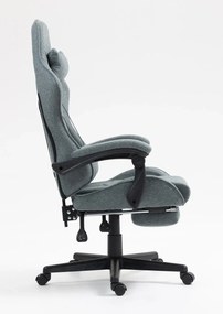 RESIGILAT- Scaun gaming, masaj în perna lombară, suport picioare, textil, Gri