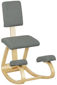 HOMCOM Scaun genunchi ergonomic, din lemn de mesteacăn, care permite o mișcare ușoară de leagăn, 51x84x93 cm, Gri | Aosom Romania