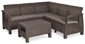 Set de mobilier de grădină Corfu Relax, maro, cu perne taupe calde