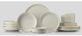Set de veselă 16 piese, porțelan alb cu accente aurii